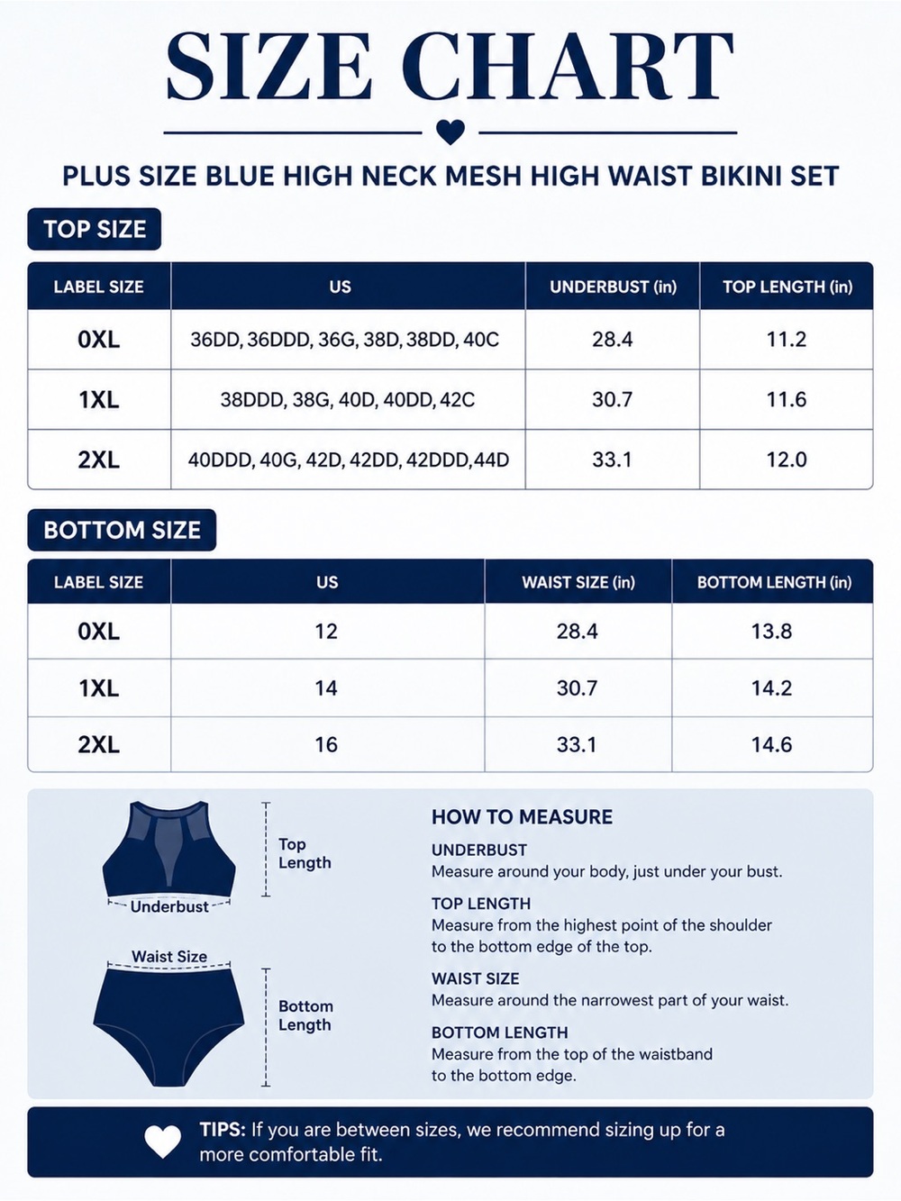 Plus Size Blue High Neck Mesh High Waist Bikini Set - Picture 8 of 8